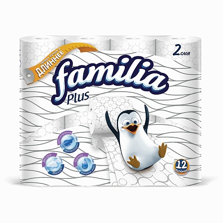 Familia Plus Туалетная бумага 2-слойная, 12шт