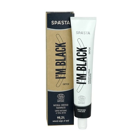 Spasta I'M Black  Зубная паста Super whitening&Total Detox (Ecocert), 75мл