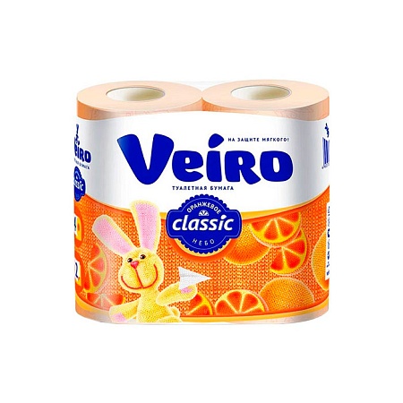 Вейро Classic Туалетная бумага 2-слойная (желтая), 4шт