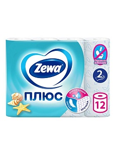 ZEWA Plus Туалетная бумага 2-слойная Свежесть Океана, 12шт