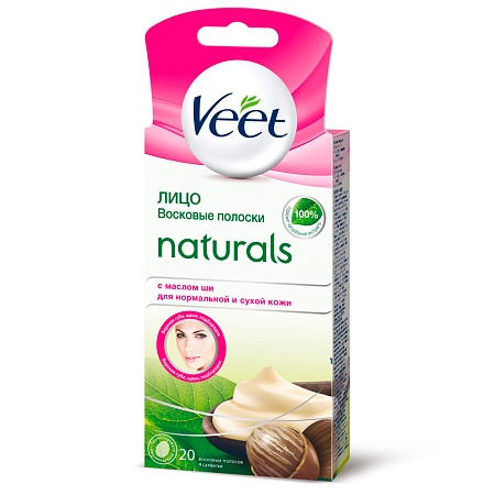 Veet Easy Gel-wax Восковые полоски для депиляции лица для нормальной и сухой кожи, 20шт
