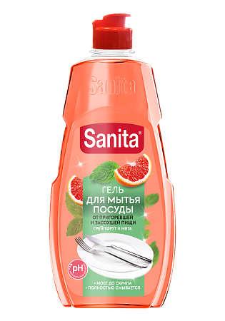Sanita Жидкость для посуды Грейпфрут+мята, 450г