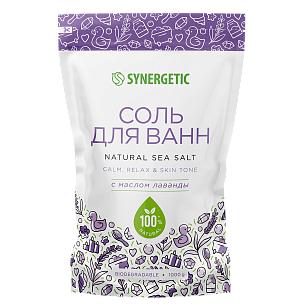 SYNERGETIC Соль д/ванн с маслом лаванды 1000г