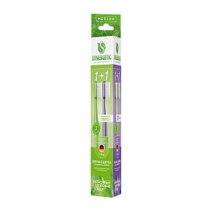 SYNERGETIC Набор зубных щеток Eco dental care medium (фиол/зел) 12шт