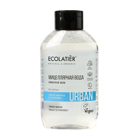 Ecolatier Мицеллярная вода для снятия макияжа для чувств.кожи Цветок кактуса & Алоэ вера, 400мл