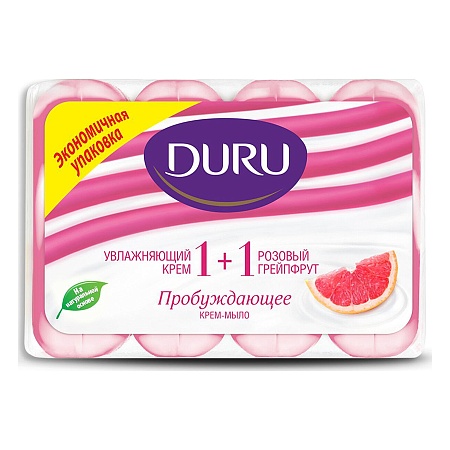 DURU 1+1 Крем-мыло Грейпфрут (полосатое), 4*80г