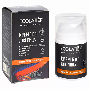 Ecolatier Men Крем для лица Комплексный уход 5в1, 50мл