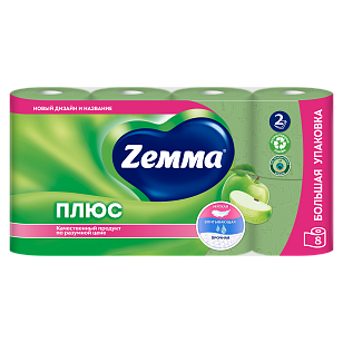 ZEMMA Plus Туалетная бумага 2-слойная Яблоко 8шт