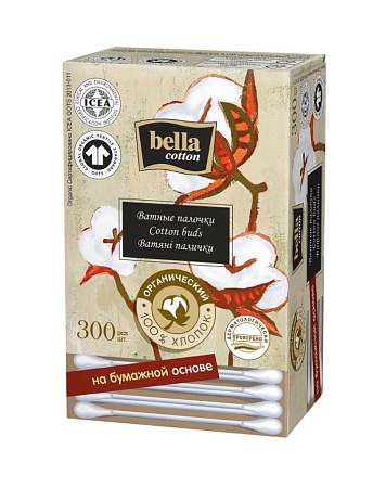 Bella cotton Ватные палочки органический хлопок, 300шт
