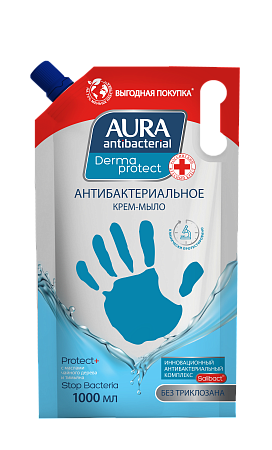 AURA Жидкое мыло с антибактериальным эффектом Derma Protect, 1л