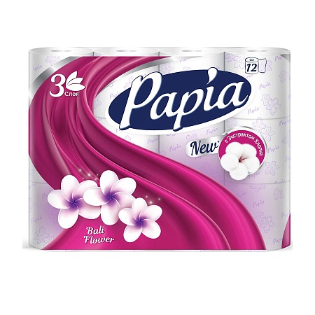 Papia Туалетная бумага Цветы Бали 3-слойная, 12шт