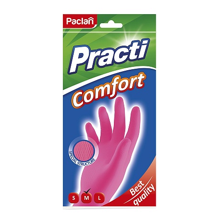 Paclan Перчатки резиновые Comfort M, розовые
