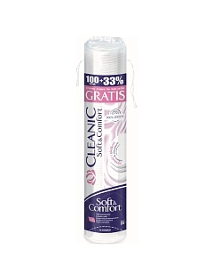 CLEANIC Ватные диски Soft&Comfort п/э с веревочкой 100шт+33% бесплатно