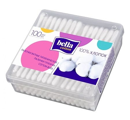 Bella cotton care Ватные палочки 100шт (коробка, квадрат)