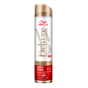 Wella Deluxe Лак для волос Aufbau&Glanz Блеск и фиксация ЭСФ 4, 250мл