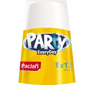 Paclan Party Стакан пластиковый белый Every day 200мл 12шт