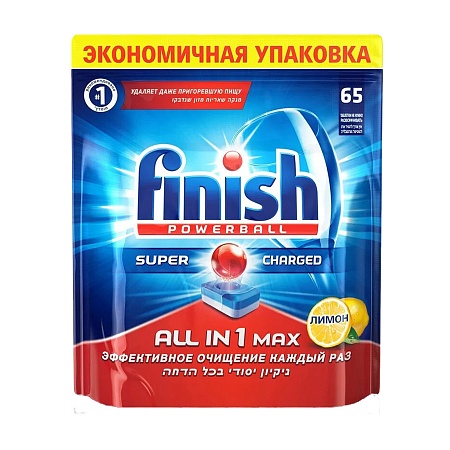 Finish AIO Max Таблетки для ПММ Лимон, 65шт