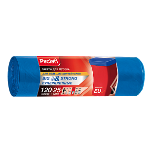 Paclan Мешки для мусора BIG&STRONG 120л 70х110см 25шт (синие)