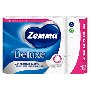 ZEMMA Deluxe Туалетная бумага 3-слойная Белая 12шт