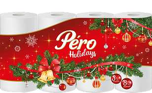 Pero Holidays Туалетная бумага 3сл, 8рул