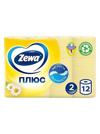 ZEWA Plus Туалетная бумага 2-слойная Ромашка, 12шт