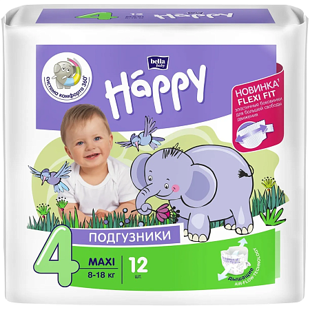 Bella Baby Happy Подгузники для детей Универсальные Maxi, 12шт