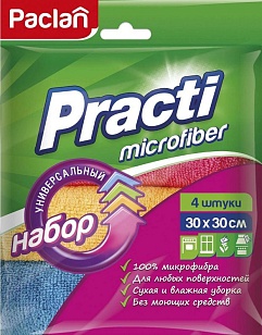 Paclan Салфетки из микрофибры Practi 30х30см, 4шт