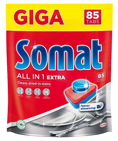 Somat All in One Extra Средство для посудомоечных машин в таблетках, 85шт