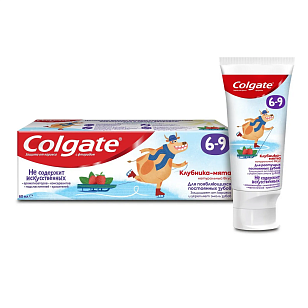 Colgate Зубная паста детская с фтором 6-9лет Клубника-мята, 60мл
