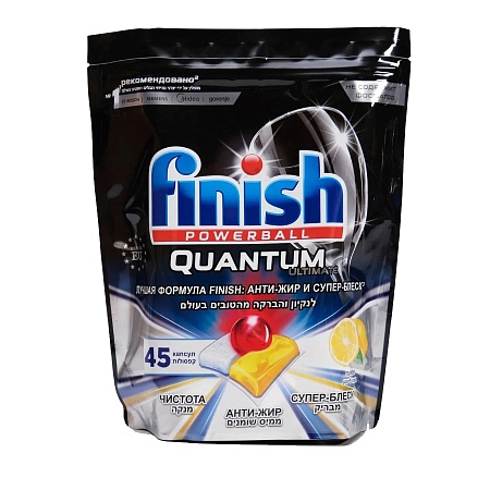 Finish Quantum Ultimate Таблетки для ПММ Лимон дойпак, 45шт