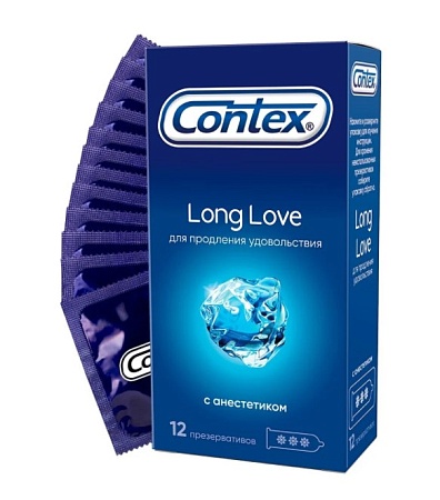 Contex Long Love Презервативы с анестетиком для продления удовольствия, 12шт