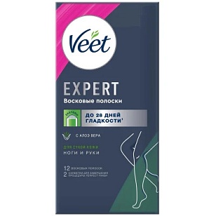 Veet Expert Восковые полоски для сухой кожи 12шт