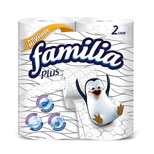 Familia Plus Туалетная бумага 2-слойная, 4шт