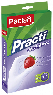 Paclan Перчатки виниловые P, M, 10шт