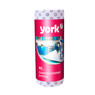 YORK Салфетки вискозные Премиум в рулоне 25х40см 40шт