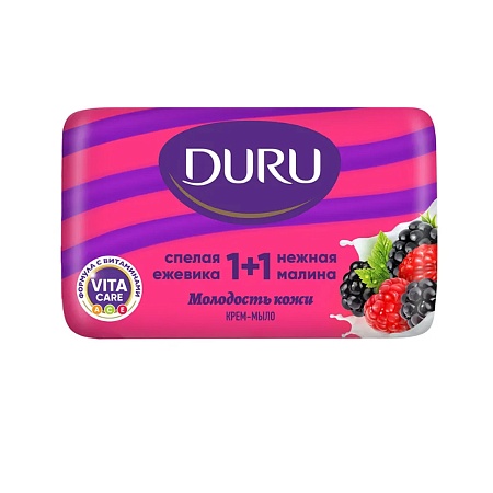 DURU 1+1 Крем-мыло Ежевика+Малина, 80г