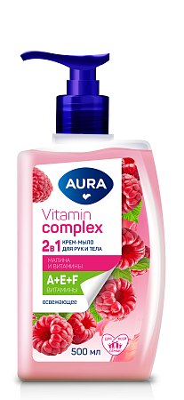 AURA Vitamin Complex Жидкое мыло 2в1 для рук и тела Малина и витамины 500мл*