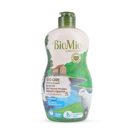 BioMio Жидкость для посуды Экстракт Хлопка и Ионы Серебра без запаха, 450мл