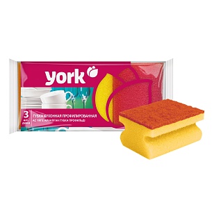 YORK Губки для посуды профильные 3шт
