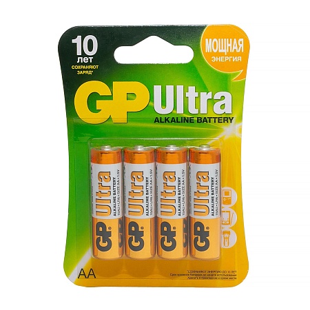 GP Ultra Alkaline 15А AA Батарейки 4шт на, блистере