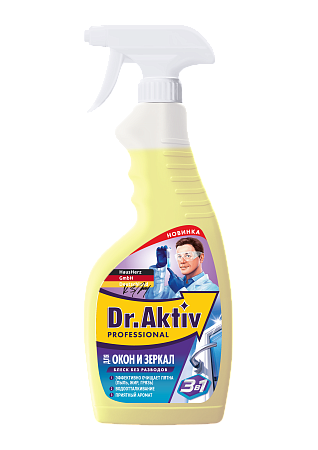 Dr.Aktiv Средство для мытья окон и зеркал Лимонная свежесть спрей, 500мл