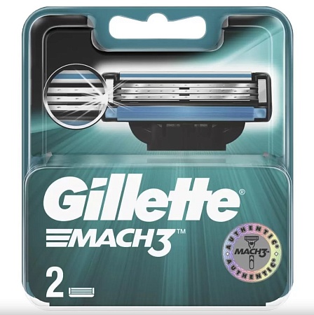 Gillette Mach3 Кассеты 2шт, (пластик)