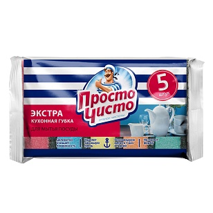 ПРОСТО ЧИСТО Губки поролоновые ЭКСТРА, 5шт