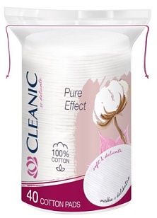 CLEANIC Ватные диски Pure Effect овальные 40шт