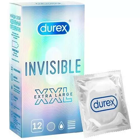 Durex XXL Invisible Презервативы увеличенного размера, 12шт