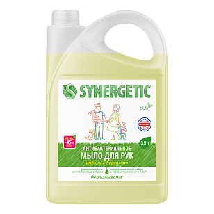 SYNERGETIC Жидкое мыло Имбирь и бергамот, 3,5л