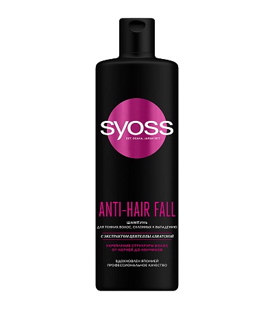 SYOSS Шампунь для волос ANTI-HAIR FALL, 450мл