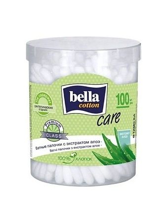 Bella cotton care Ватные палочки алоэ 100шт (коробка, круг)