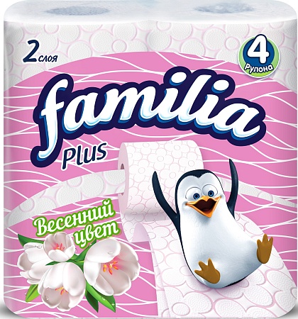 Familia Plus Туалетная бумага Весенний цвет 2-слойная 4шт