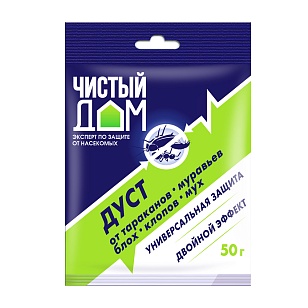 Чистый дом Дуст дезар от тараканов/блох/клопов/муравьёв 50г (50шт)
